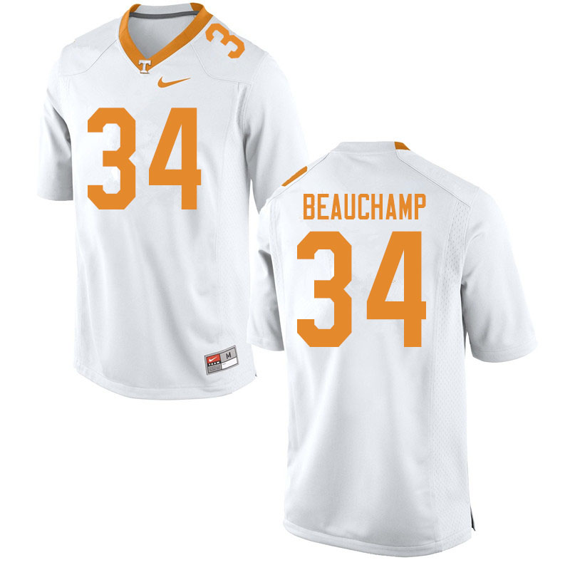 Men #34 Deontae Beauchamp Tennessee Volunteers College Football Jerseys Sale-White